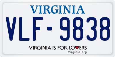 VA license plate VLF9838
