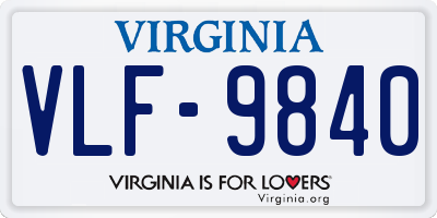 VA license plate VLF9840
