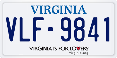 VA license plate VLF9841