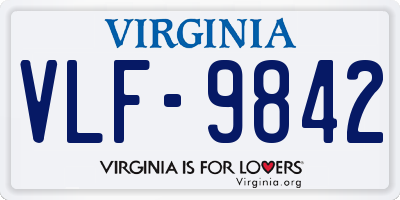 VA license plate VLF9842