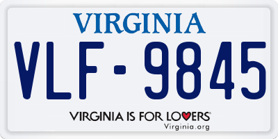 VA license plate VLF9845