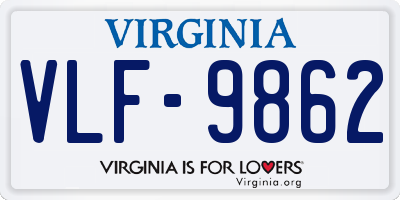 VA license plate VLF9862