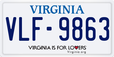 VA license plate VLF9863
