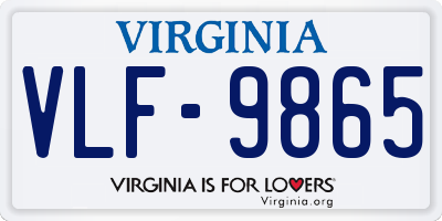 VA license plate VLF9865