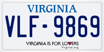 VA license plate VLF9869