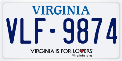 VA license plate VLF9874