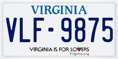 VA license plate VLF9875