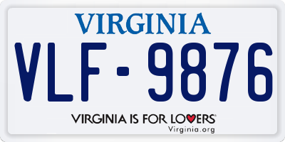 VA license plate VLF9876
