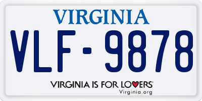 VA license plate VLF9878