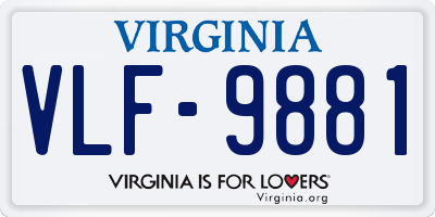 VA license plate VLF9881