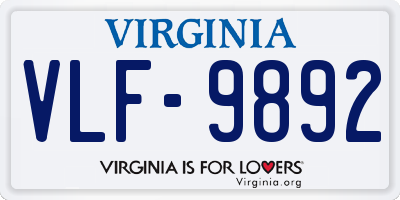 VA license plate VLF9892