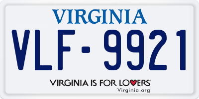 VA license plate VLF9921