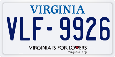 VA license plate VLF9926