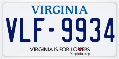 VA license plate VLF9934