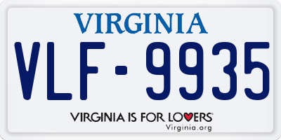 VA license plate VLF9935