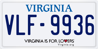 VA license plate VLF9936