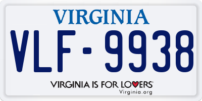 VA license plate VLF9938