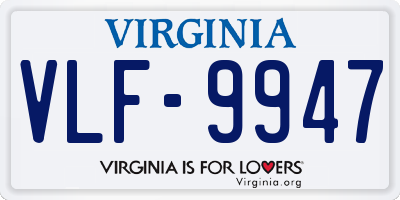 VA license plate VLF9947