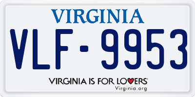 VA license plate VLF9953