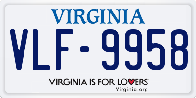 VA license plate VLF9958
