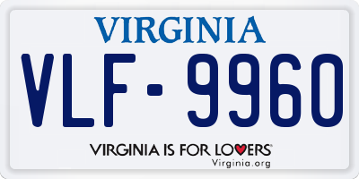 VA license plate VLF9960