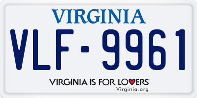 VA license plate VLF9961