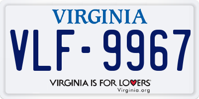 VA license plate VLF9967