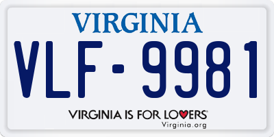 VA license plate VLF9981