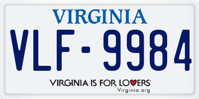 VA license plate VLF9984