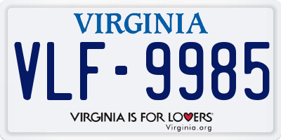 VA license plate VLF9985