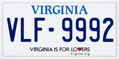 VA license plate VLF9992