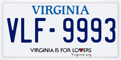 VA license plate VLF9993