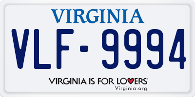 VA license plate VLF9994