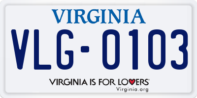 VA license plate VLG0103