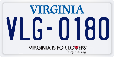 VA license plate VLG0180