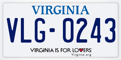 VA license plate VLG0243