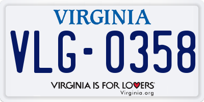 VA license plate VLG0358
