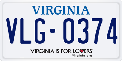 VA license plate VLG0374