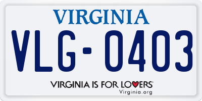 VA license plate VLG0403