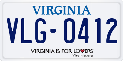 VA license plate VLG0412