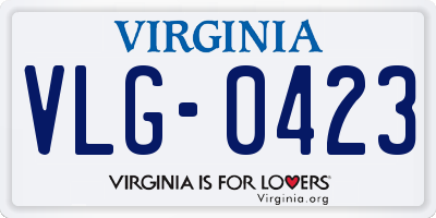 VA license plate VLG0423