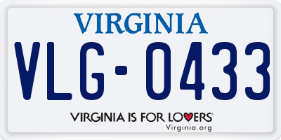 VA license plate VLG0433