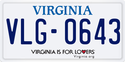 VA license plate VLG0643