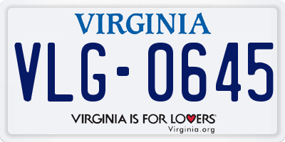 VA license plate VLG0645