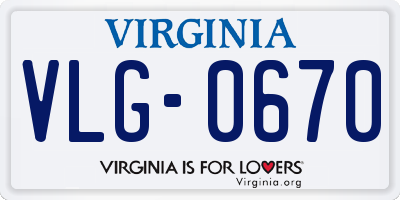 VA license plate VLG0670