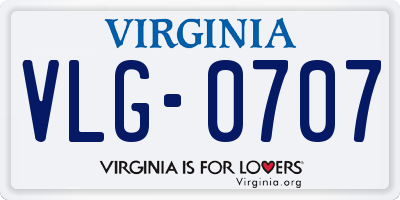 VA license plate VLG0707