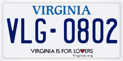 VA license plate VLG0802
