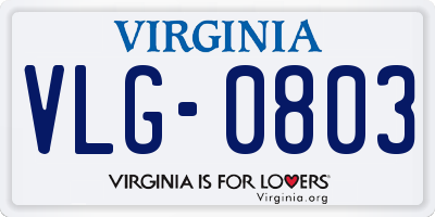 VA license plate VLG0803