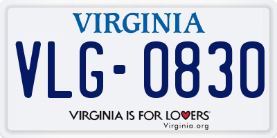 VA license plate VLG0830