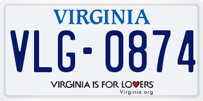 VA license plate VLG0874